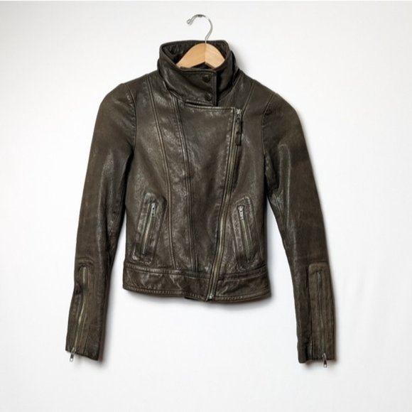 MACKAGE For ARITZIA Kenya Leather Jacket Biker Coat XXS - Picture 10 of 16